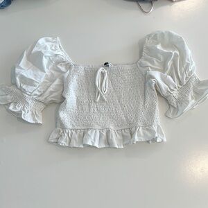 Moodie White Puff Sleeve Top Small